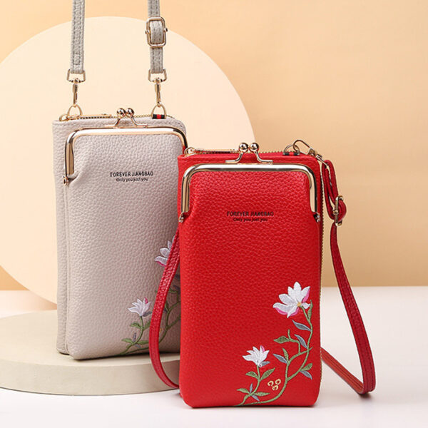 Flower Embroidery Phone Bag With Lock Buckle Outdoor Long Wallet Fashion Shoulder And Crossbody Bags - Image 10