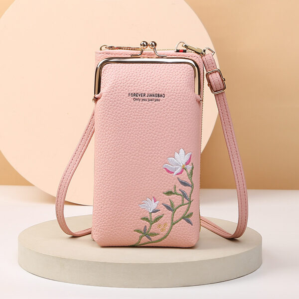 Flower Embroidery Phone Bag With Lock Buckle Outdoor Long Wallet Fashion Shoulder And Crossbody Bags - Image 8