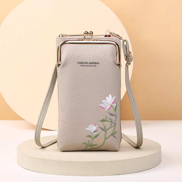 Flower Embroidery Phone Bag With Lock Buckle Outdoor Long Wallet Fashion Shoulder And Crossbody Bags - Image 7