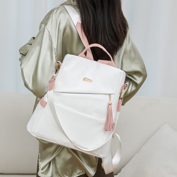Oxford Cloth Stitching Women'S Backpack Anti-Theft Back Zipper Girls Schoolbag Casual Travel Double Shoulder Backpack - Image 2