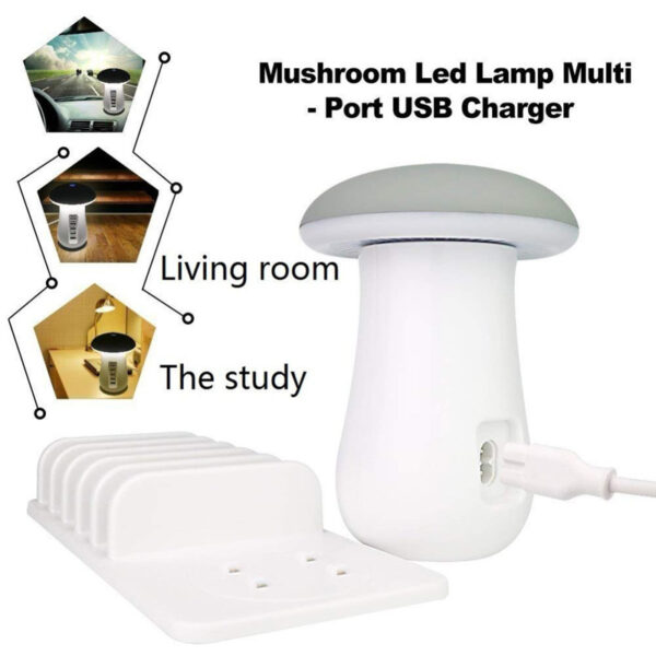 2 In 1 Multifunction Mushroom Lamp LED Lamp Holder USB Charger Home Office Supplies - Image 8