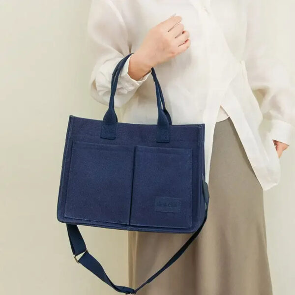 Casual Daily Canvas Tote Shoulder Bags Women Mommy Bag Large Capacity Messenger Multi Pocket Crossbody Chic Reusable Hand Bag - Image 2