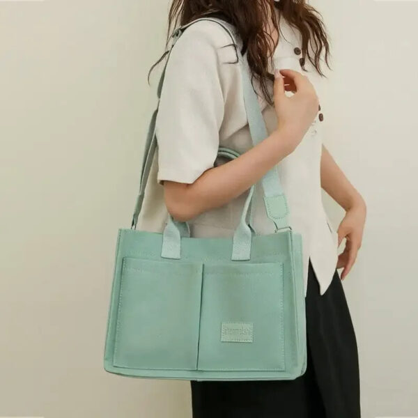 Casual Daily Canvas Tote Shoulder Bags Women Mommy Bag Large Capacity Messenger Multi Pocket Crossbody Chic Reusable Hand Bag - Image 6