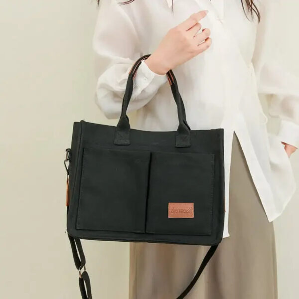 Casual Daily Canvas Tote Shoulder Bags Women Mommy Bag Large Capacity Messenger Multi Pocket Crossbody Chic Reusable Hand Bag - Image 8