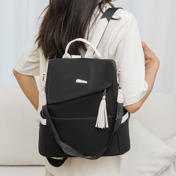 Oxford Cloth Stitching Women'S Backpack Anti-Theft Back Zipper Girls Schoolbag Casual Travel Double Shoulder Backpack - Image 4