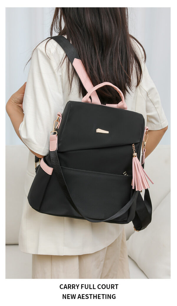 Oxford Cloth Stitching Women'S Backpack Anti-Theft Back Zipper Girls Schoolbag Casual Travel Double Shoulder Backpack - Image 7