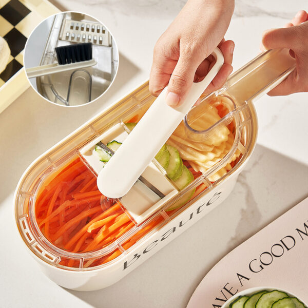 New Multifunction Vegetable Cutter With Basket And Brush Portable Slicer Chopper Kitchen Tools - Image 5