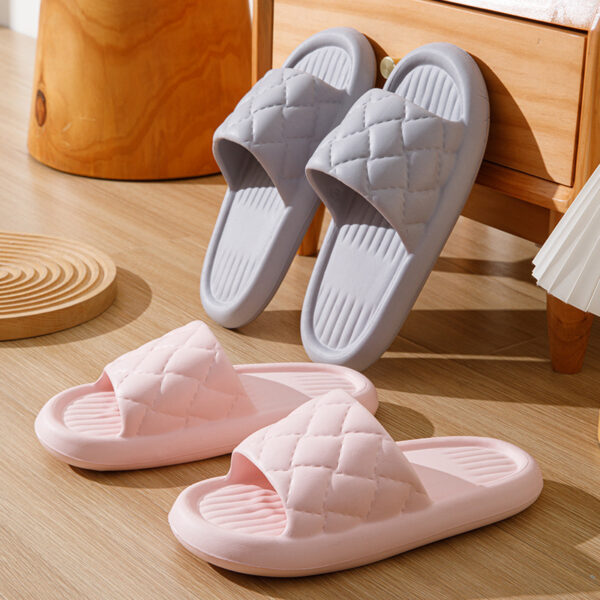 New Rhombus Home Slippers Summer Non-slip Floor Bathroom Slipper Lightweight Simple House Shoes For Women Men - Image 7