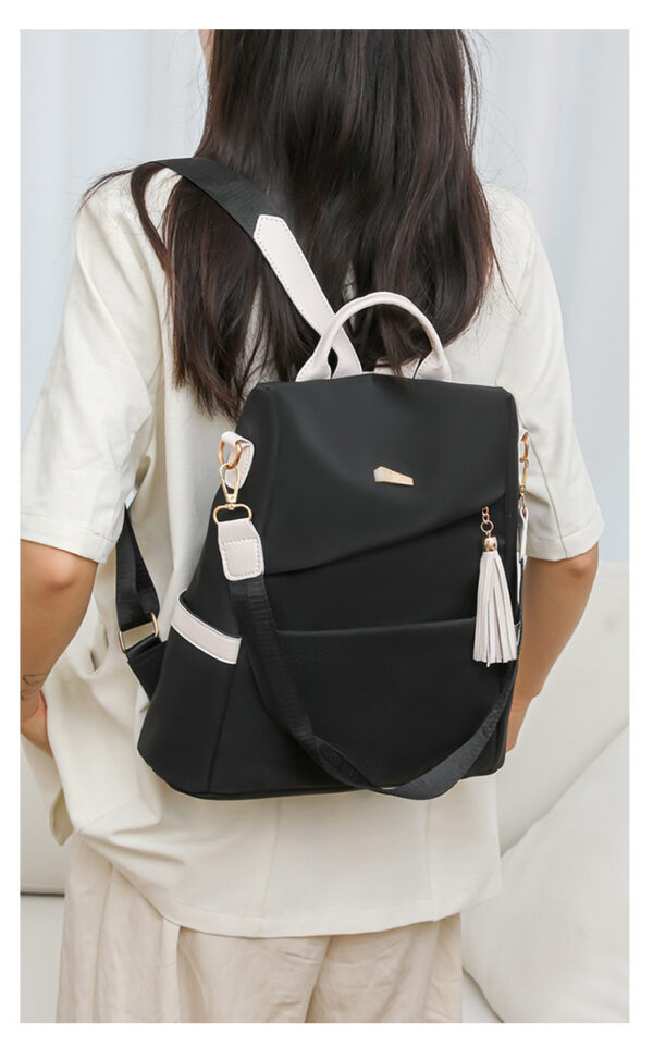 Oxford Cloth Stitching Women'S Backpack Anti-Theft Back Zipper Girls Schoolbag Casual Travel Double Shoulder Backpack - Image 9