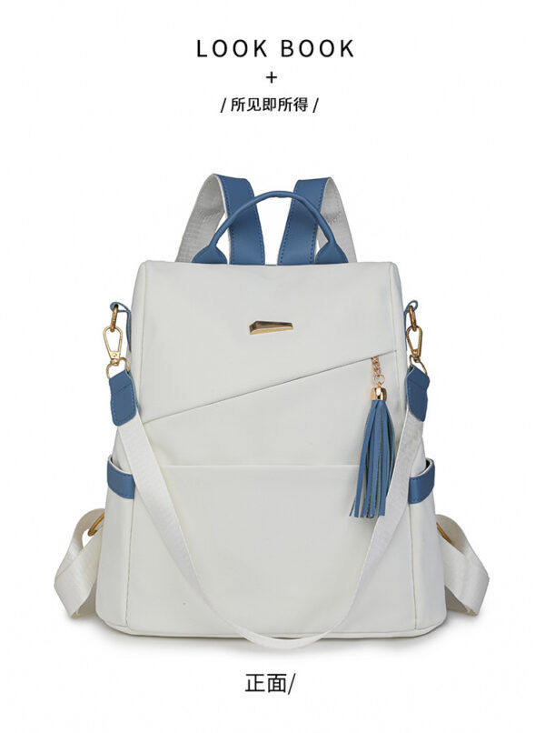 Oxford Cloth Stitching Women'S Backpack Anti-Theft Back Zipper Girls Schoolbag Casual Travel Double Shoulder Backpack - Image 5