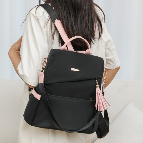 Oxford Cloth Stitching Women'S Backpack Anti-Theft Back Zipper Girls Schoolbag Casual Travel Double Shoulder Backpack - Image 6