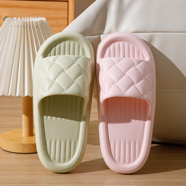 New Rhombus Home Slippers Summer Non-slip Floor Bathroom Slipper Lightweight Simple House Shoes For Women Men - Image 10