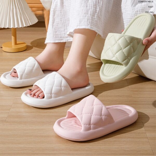 New Rhombus Home Slippers Summer Non-slip Floor Bathroom Slipper Lightweight Simple House Shoes For Women Men - Image 4