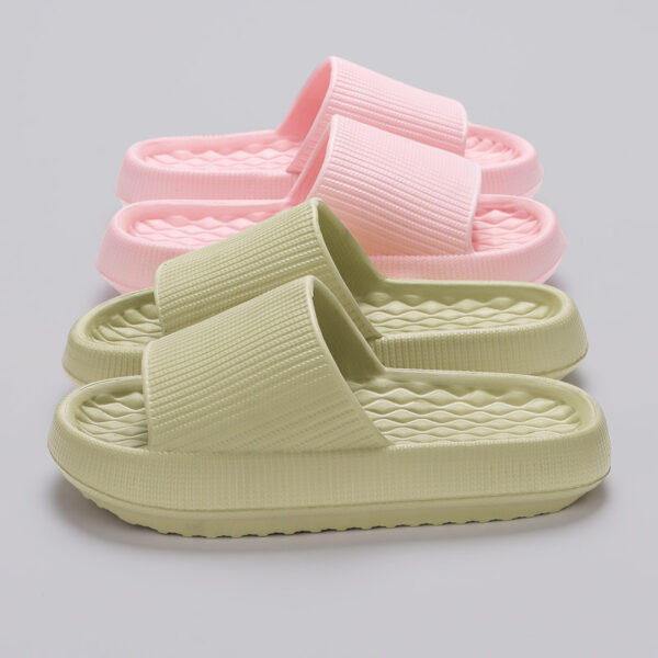 Summer EVA Slippers Solid Color Rhombus Stripe Anti-slip Slippers New Women's Home Shoes - Image 2
