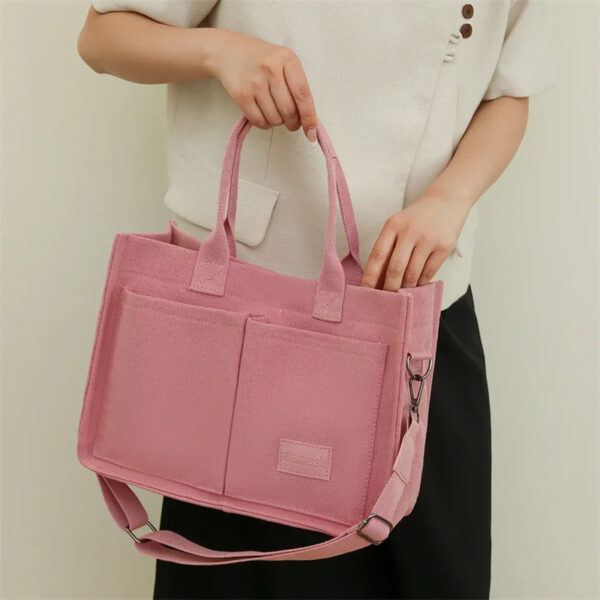 Casual Daily Canvas Tote Shoulder Bags Women Mommy Bag Large Capacity Messenger Multi Pocket Crossbody Chic Reusable Hand Bag - Image 9